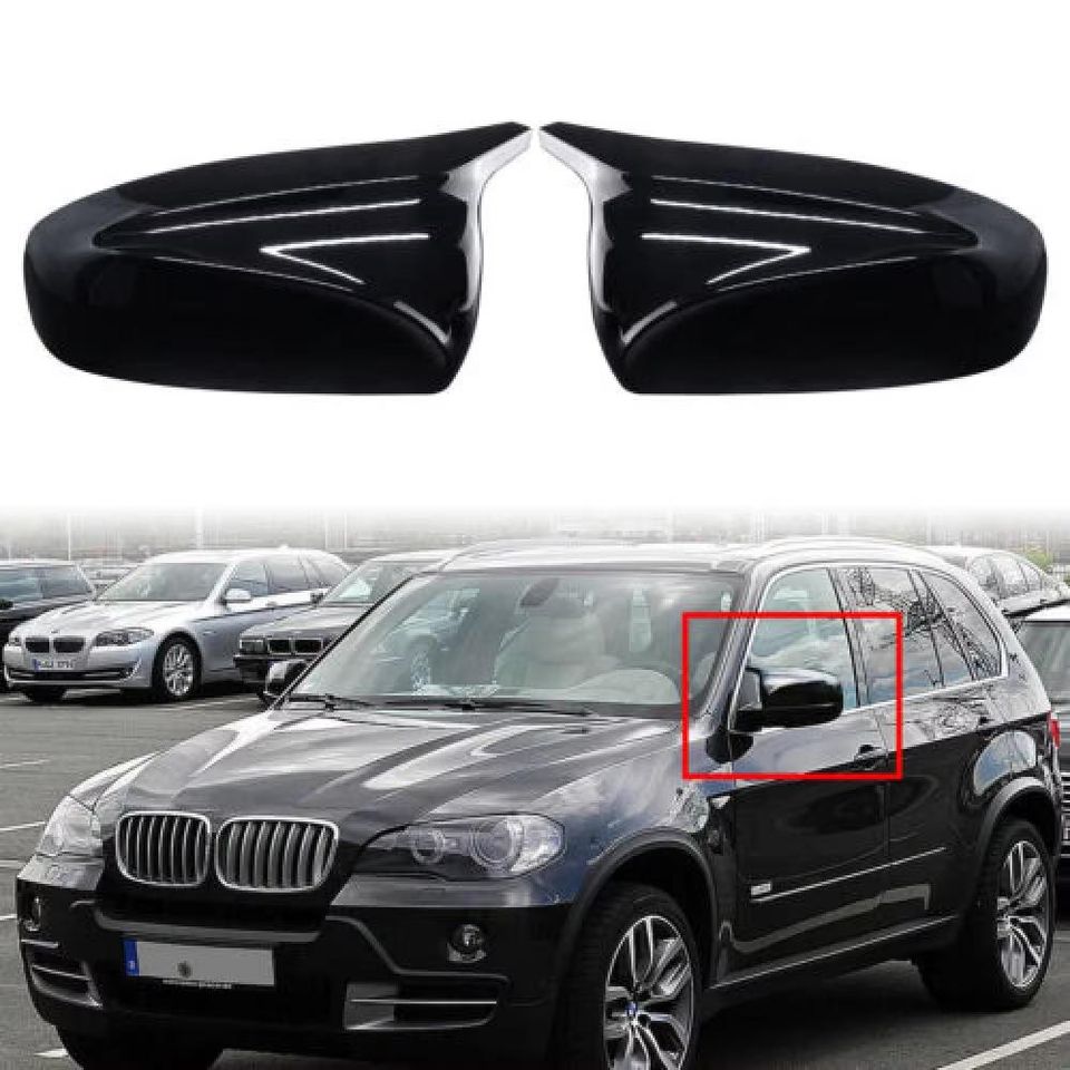 BMW X5 E70 X6 E71 2007-13 Side Wing Mirror Cover Replacements Gloss Black Pair X5M X6M Style