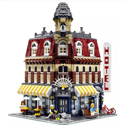 2056Pcs Cafe Corner Street View Moc Modular Contrution Building Blocks Bricks Toys Kid Birthday Christmas Gifts Compatible 10182